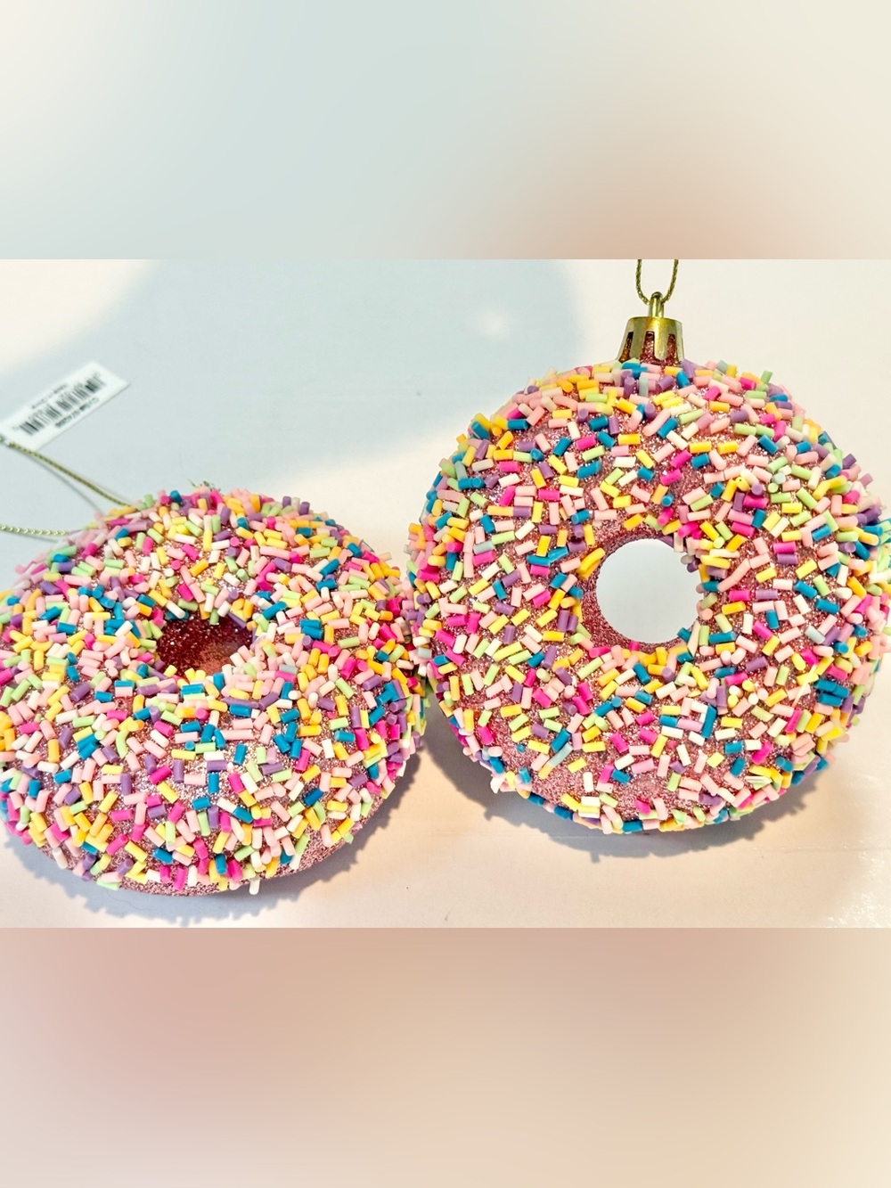 Pink Sprinkle Donut Holiday Ornament - Fun Hanging Decoration(2) CVS